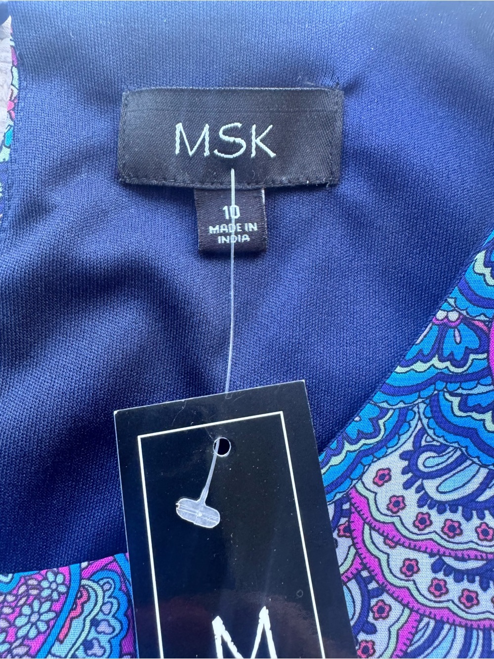MSK Blue Purple Paisley Handkerchief Hem Midi Dress Size 10 NWT - Picture 10 of 12